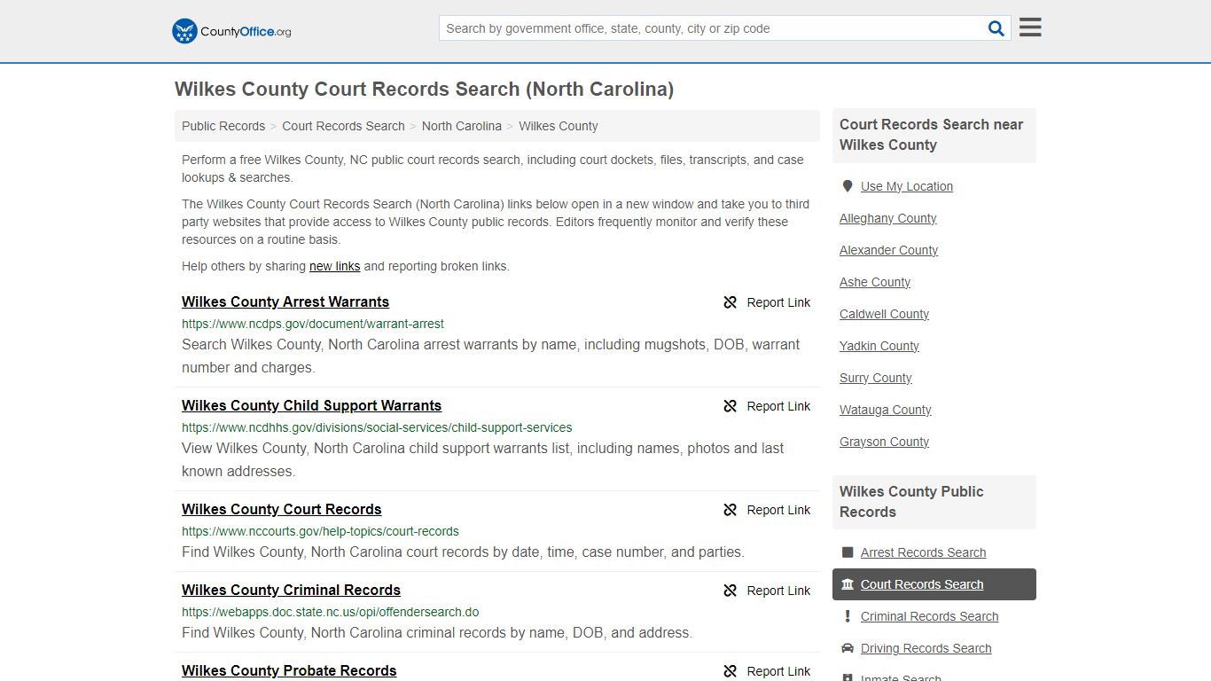 Wilkes County Court Records Search (North Carolina) - County Office