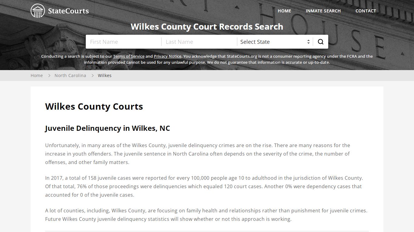 Wilkes County, NC Courts - Records & Cases - StateCourts